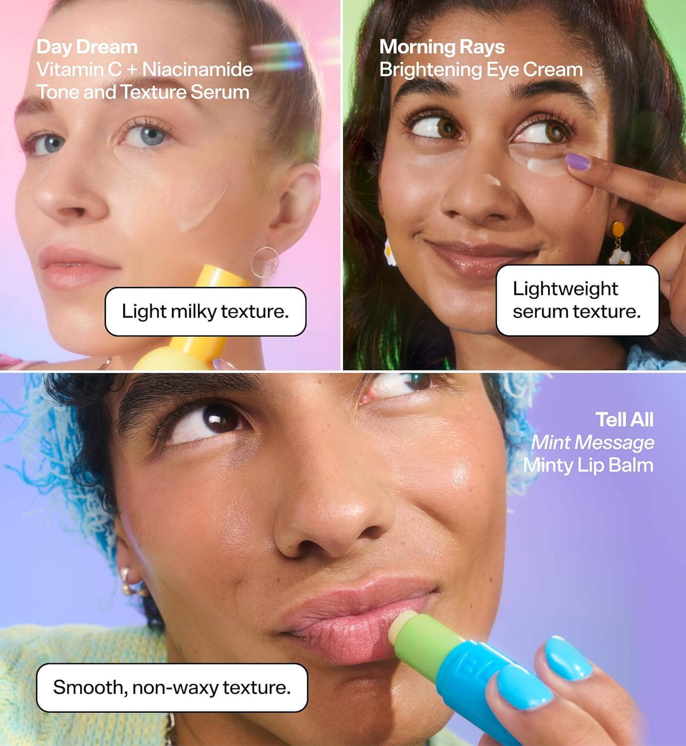 Bubble Skincare Snow Globe Morning Routine Travel Skincare Set - Gift Set Includes Day Dream Vitamin C Serum, Morning Rays Under Eye Serum & Tell All Minty Lip Balm (3 Count)