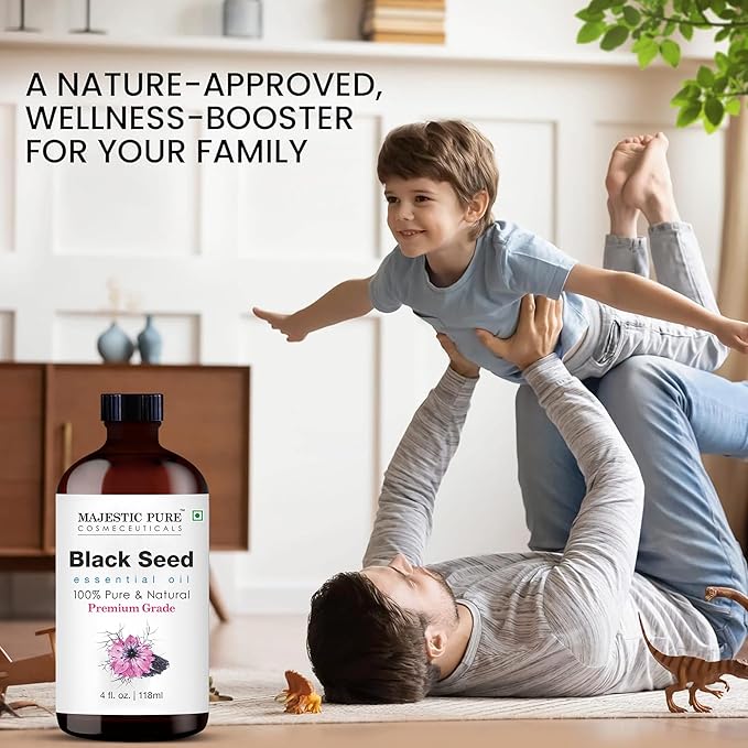 MAJESTIC PURE Black Seed Essential Oil | 100% Pure and Natural Black Seed Oil | Premium Grade Essential Oils for Hair Care, Home Diffusers, Skin, Aromatherapy, Massage and Humidifiers | 4 Fl Oz