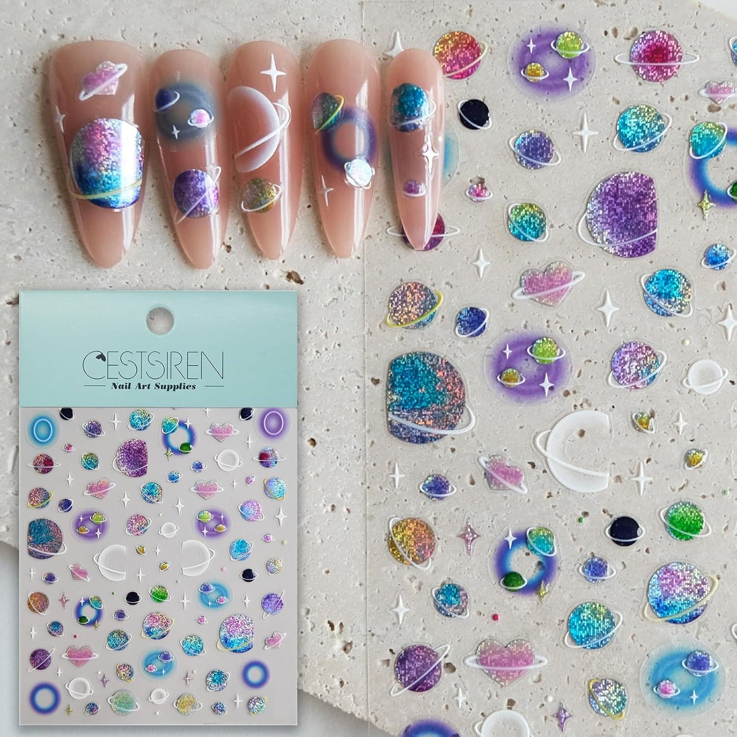 Sparkling Stellar Nail Art Stickers, Glittering Shinny Galaxy Nail Decals,Self-Adhesive, for Women Decorations