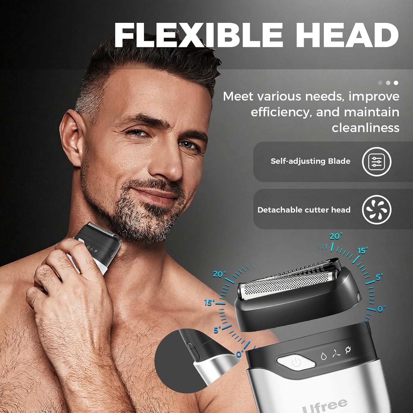 Ufree Beard Trimmer and Foil Shaver Kit, Electric Razors for Men, Precision T Blade Hair Trimmer, Waterproof Travel Shaver, Cordless Clippers Set for Mustache Facial Hair Cutting, Men Grooming Gifts