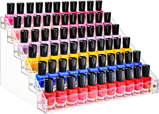 Kingtaily Organizer Rack Stand Holder Large Capacity Acrylic Clear 6 Layers for Nails Polish Essential Oil Lipstick Sunglasses