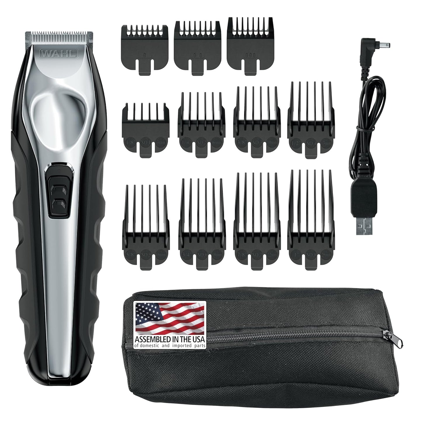 Wahl USA Lithium Ion Total Beard Trimmer for Men with 11 Guide Combs for Easy Trimming, Detailing, & Grooming – Model 9888
