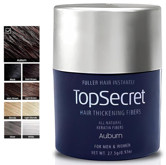 Top Secret Hair Thickening Building Fibers Refills - Undetectable & Natural Hair Filler - for Men & Women - Instantly Fill In Fine Thinning Hair - Weather & Sweat Resistant (Auburn, Travel)