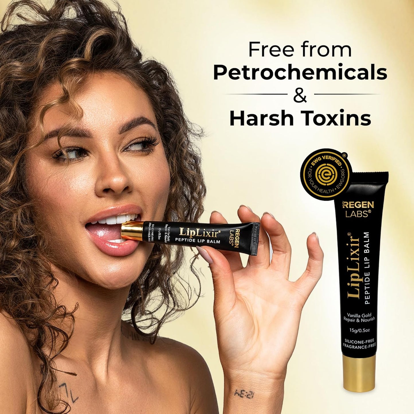 LipLixir Non Toxic Peptide Lip Balm – EWG® VERIFIED, All-Natural, Ultra-Clean, Hydrating, Doctor Approved Lip Gloss – Fragrance-Free with Shea, Cocoa & Coconut Oil, (Reformulated Thicker Formula)