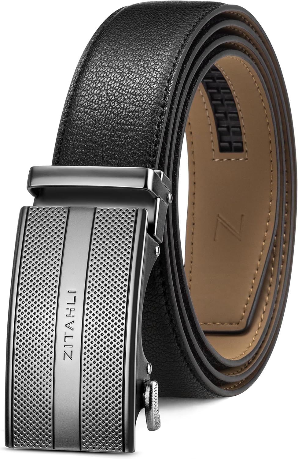 Zitahli Belt Men, Ratchet Belt Dress with 1 3/8" Premium Leather,Slide Belt with Easier Adjustable Automatic Buckle