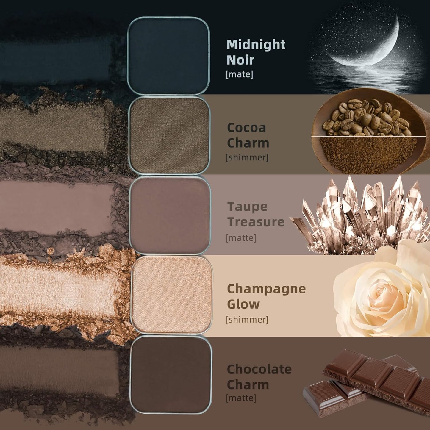 Single Color Matte Eyeshadow with Metal Pan,eyebrow powder, Long-Lasting Natural Nude Color, Base for Smoky Eye Looks, for DIY Empty Magnetic Palette (Taupe Treasure)