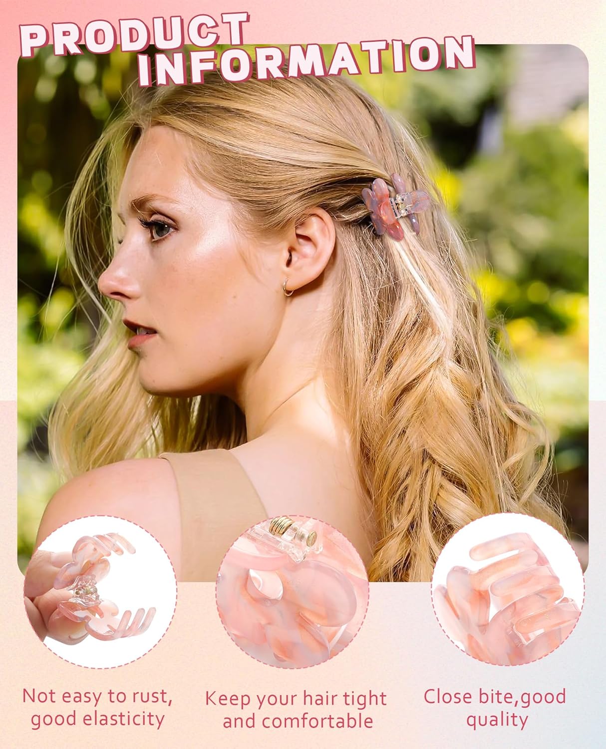 Claw Hair Clips Jaw Clamps - 12PCS Small Hair Claw Jaw Clamp for Thin Hair Styling Accessories Classic Hair Clamp for Women Girls (Sequins(Flower))