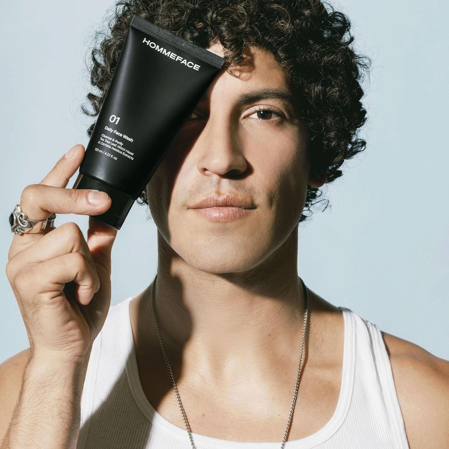 HommeFace Men’s Daily Face Wash - Gentle Facial Cleanser for Deep Cleansing & Purifying - Korean Skincare Technology with Collagen, Witch Hazel & Cica Extracts, 4.22 fl oz