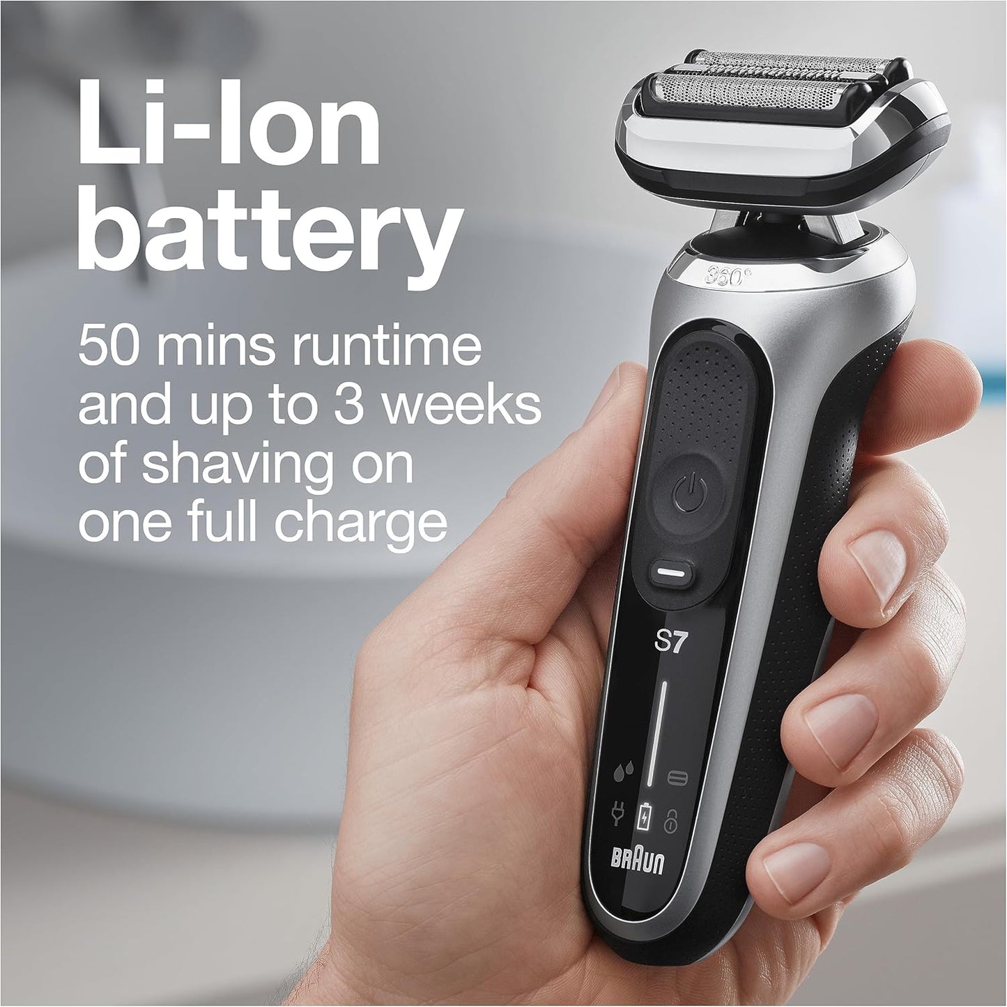Braun Series 7 7032cs Flex Electric Razor for Men, Wet & Dry, Electric Razor, Rechargeable, Cordless Foil Shaver with Beard Trimmer and Charging Stand, Silver
