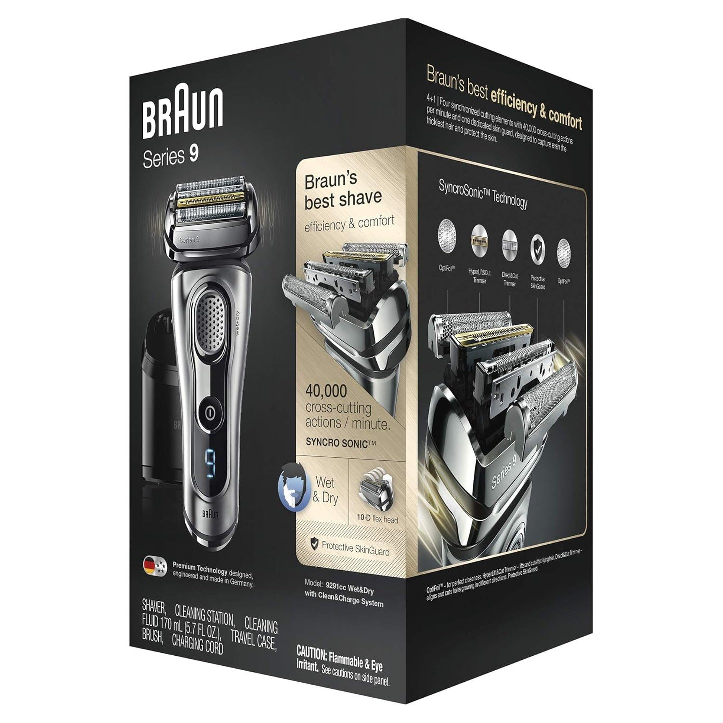 Braun Electric Razor for Men Foil Shaver with Precision Beard Trimmer, Rechargeable, Wet & Dry, Clean & Charge Station and Leather Travel Case, 6 Piece Set