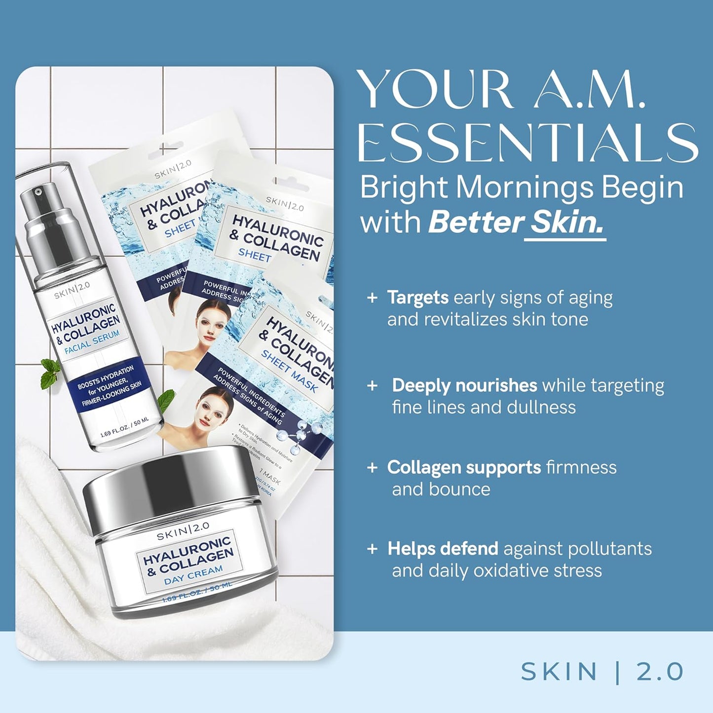 Hyaluronic Acid Regimen - Hydrating, Anti-Aging, Moisture Retention, Firming Skin - Clean Beauty, Natural Ingredients, Cruelty-Free Korean Skin Care for All Skin Types - Set of 3