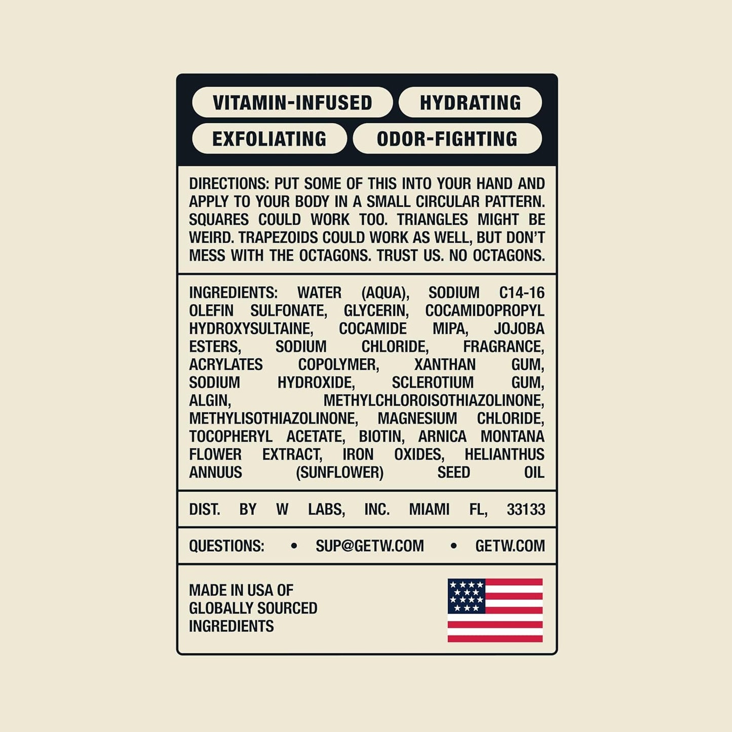 W By Jake Paul Exfoliating Body Wash for Men, Vitamin-Infused, Hydrating Shower Gel, Deep Woods, 18 fl oz (Pack of 2)