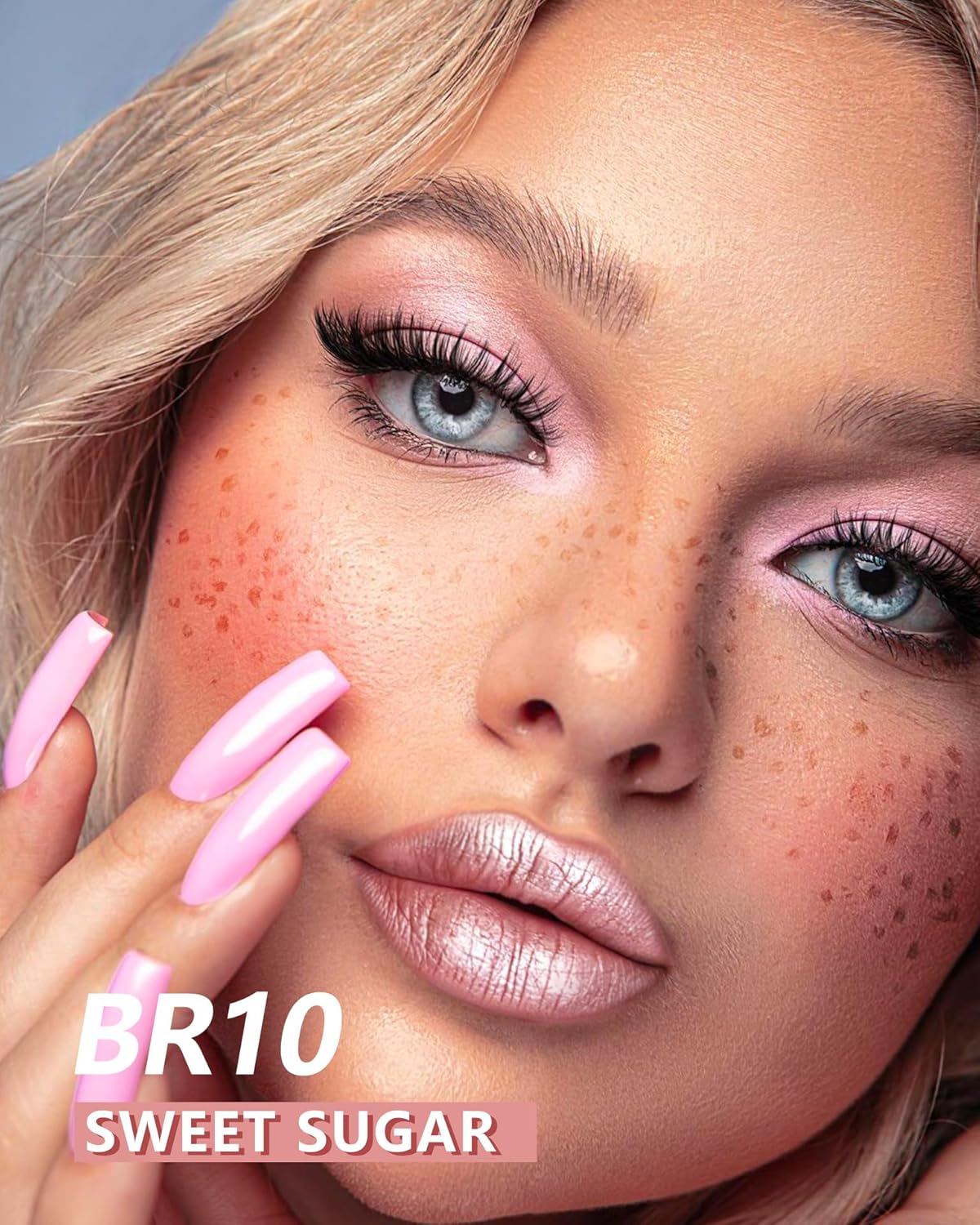 MAKI YIKA Metallic Pink Lipstick for Women Nude Lipsticks Long Lasting Shine Glitter Lipstick No Smudge No Transfer Liquid Lip Gloss (BR010 Sweet Sugar)