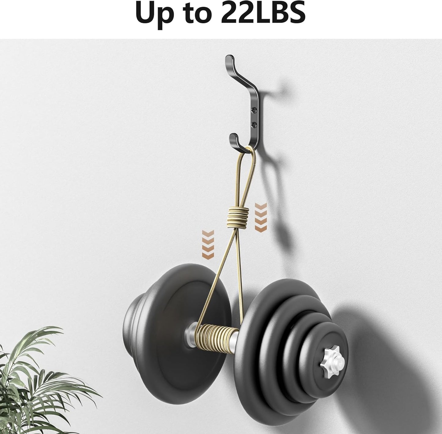 Coat Hook for Hanging - Wall Hook 5 Pack for Backpack, Bag, Keys and Towel, Double Hook in Closet, Entryway, Door, Bathroom and Garage, Hold Up to 22Lbs.