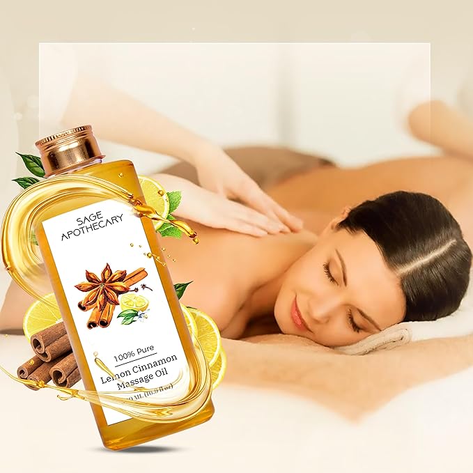 Lemon Cinnamon Massage Oil for Relaxed & Replenished Skin | No Parabens & Sulphates | Cruelty Free & Vegan Pure Natural Ingredients 500 ml