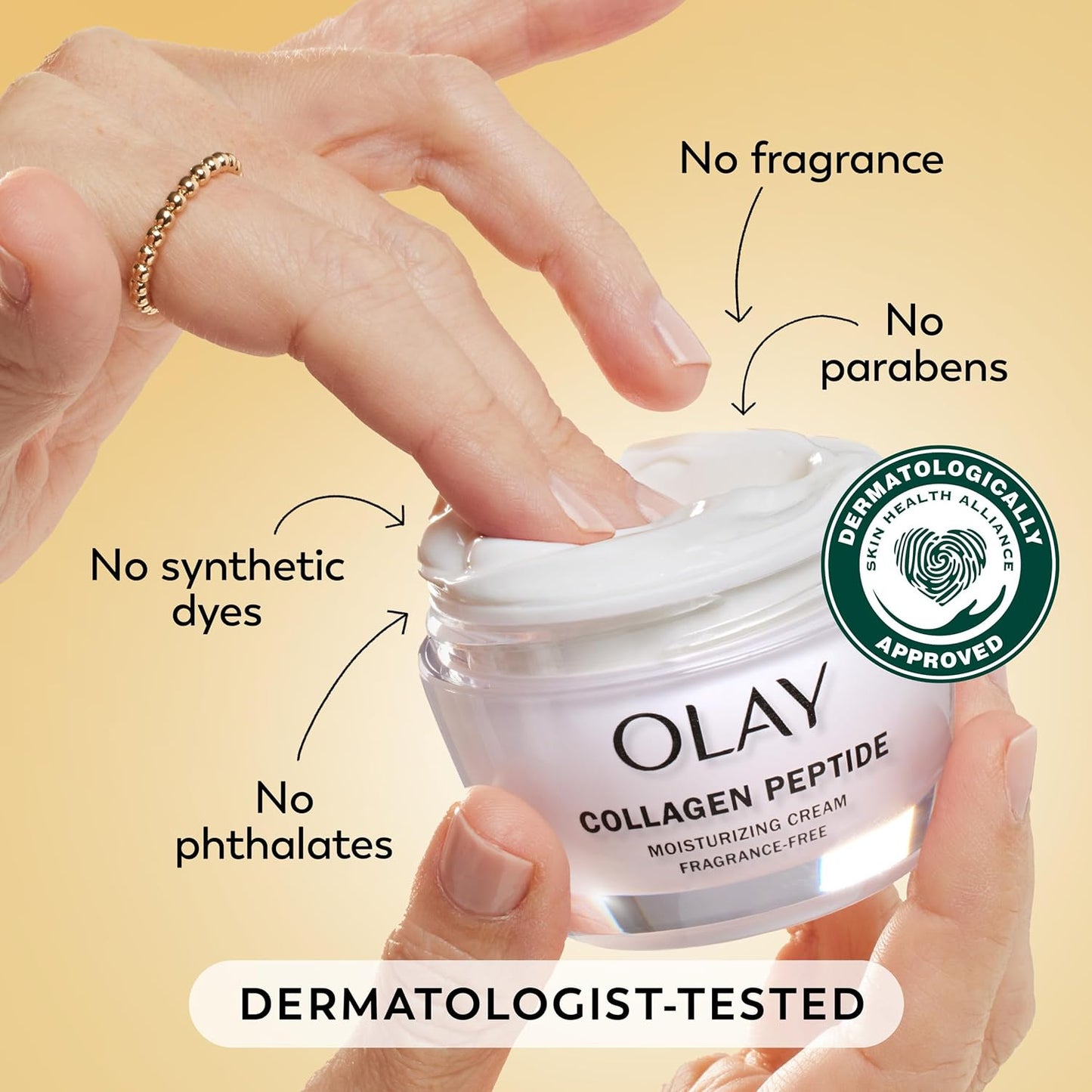 Olay Collagen Peptide Face Moisturizer, Firming Cream for Women, Fragrance-Free, Non-Greasy - Hydrating, Anti-Aging, Anti-Wrinkle, Smooth Fine Lines, Plumping Skin Care - Niacinamide, 1.7 Oz
