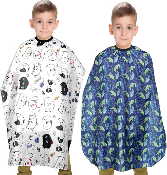 Kids Hair Cutting Cape (2 Pack) Professional Children Salon Barber Apron for Boys and Girls