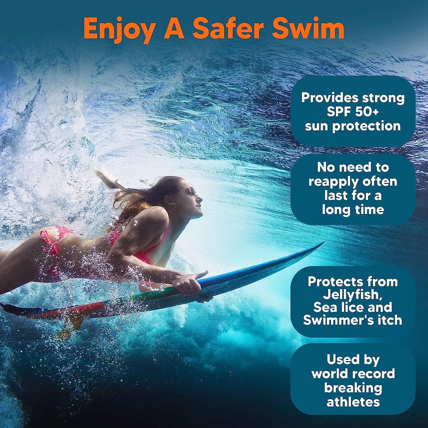 Safe Sea Zinc Oxide Sunscreen SPF50 | Clear Mineral Face Sunscreen Without White Cast | Anti-Jellyfish Sting Protective Lotion | Coral Reef Safe | Travel Size - 2Oz (60ml), Pack of 2