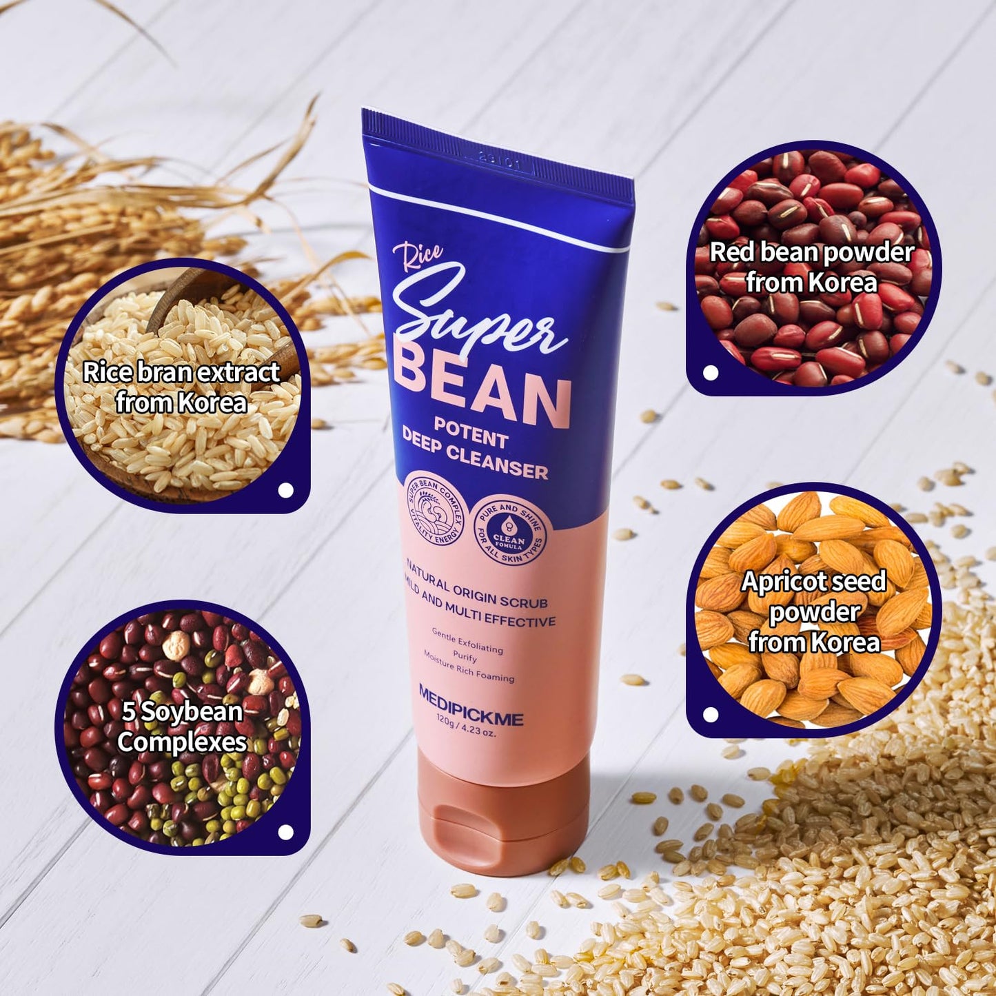 Rice Face Wash Gentle Hydrating Cleanser for Sensitive Skin, Creamy Foam, Moisture-Balance, No Tightness, Daily Facial Cleanser