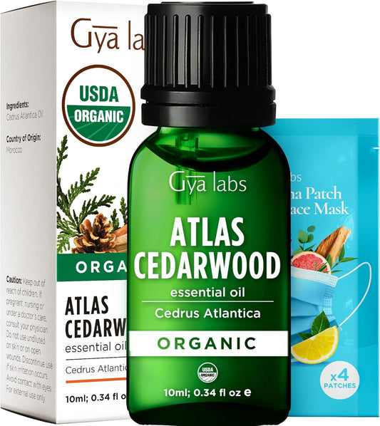 Gya Labs Organic Cedarwood Essential Oil - 0.34 Fl Oz - for Skin, Hair, Diffuser, Aromatherapy, DIY Candle Making Scents