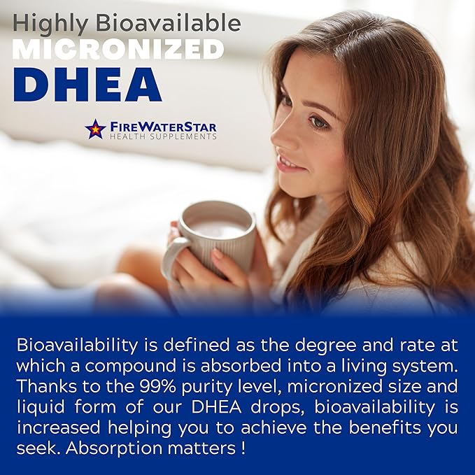 FWS DHEA Liquid Drops - Pure DHEA Supplement for Men and Women - Adjustable Dosing 5mg 10mg 25mg 50mg - Supports Hormone Balance, Vitality, Motivation, Energy, Healthy Aging