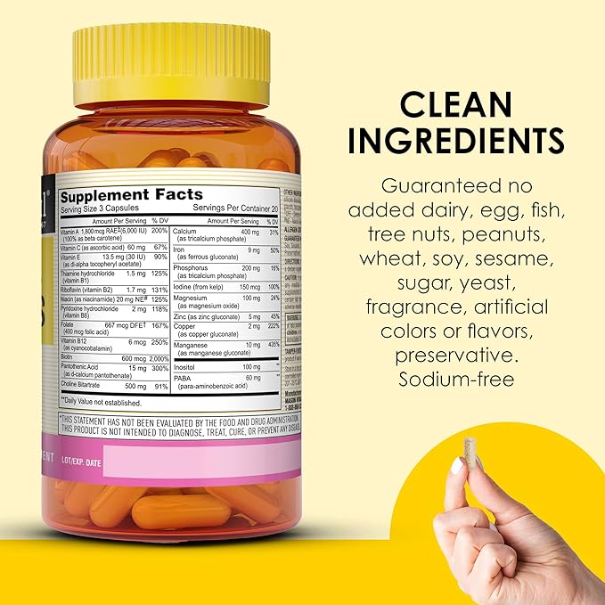 MASON NATURAL Body, Hair, Skin & Nails, with Vitamins A, C, E & Biotin, Supports Healthy Hair, Skin & Nails, 60 Capsules