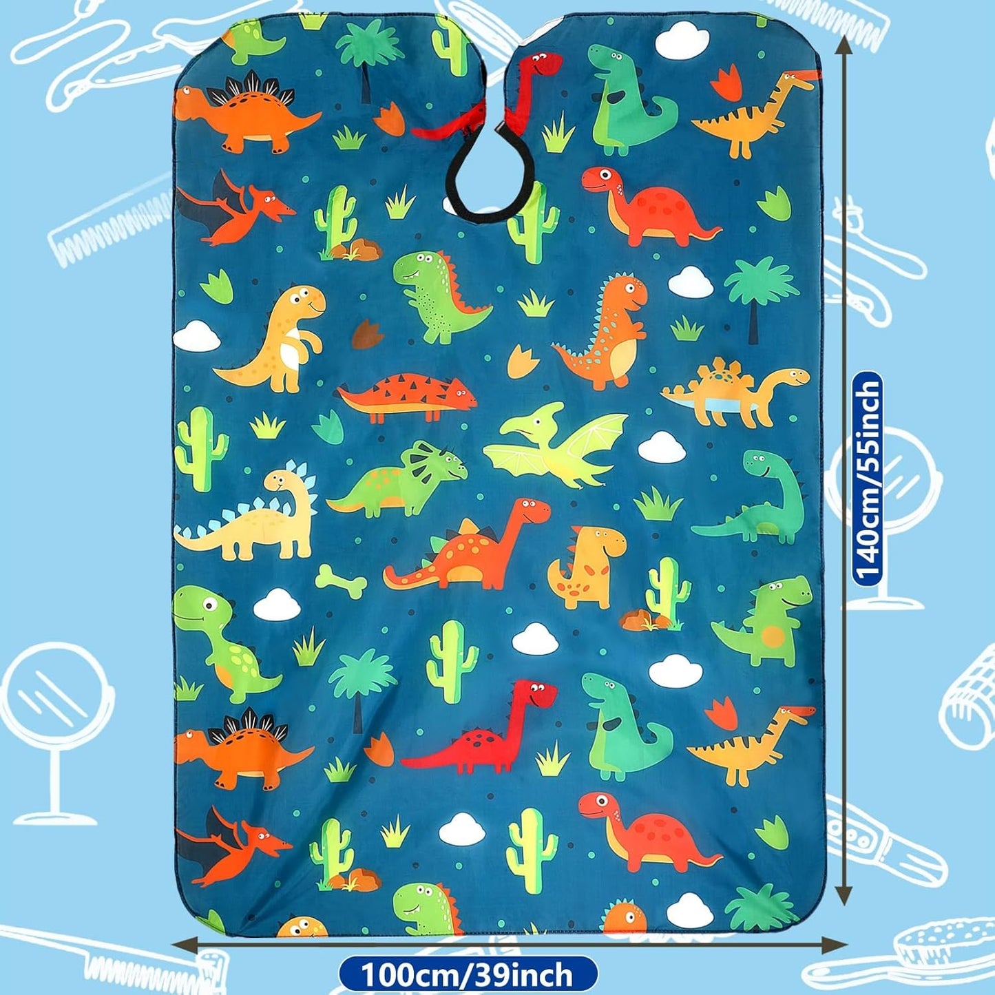 FEBSNOW Kids Hair Cutting Cape, Professional Barber Cape Cartoon Pattern Apron with Adjustable Closure for Children Salon Barber Supplies for Kids 55 x 39 Inches