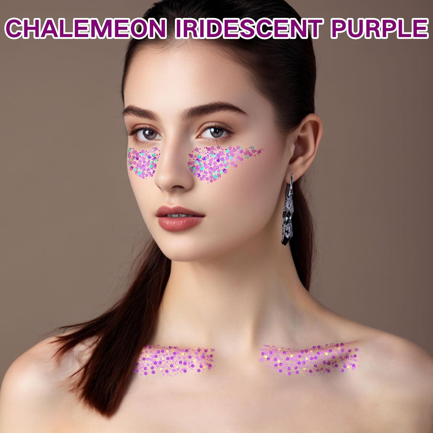 Purple Face Glitter Gel,4 Styles Butterfly Style Body Glitter Mermaid Costume for Kids,Mardi Gras Outfit for Women,Sparkling Hair Glitter Makeup Rave Festival Accessories,40g/1.41 oz