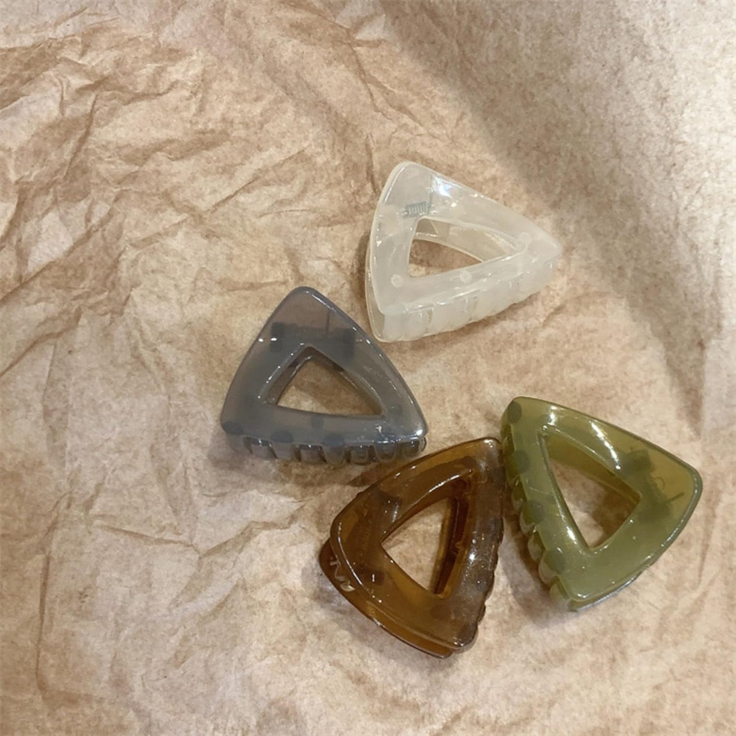 Generic Medium Small Triangle Claw Clips for Women Girls, Four Color 1.6 Inch Hair Styling Accessories for Long, Short, Thick and Thin Hair, (4 PACK), Green, Gray, Brown, Cream