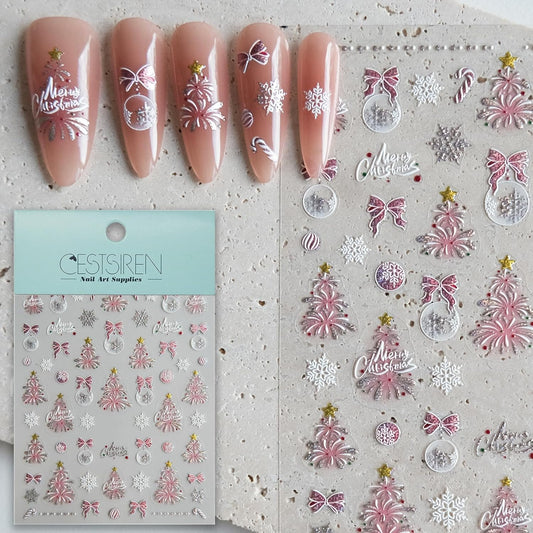 Christmas Fireworks Nail Art Stickers, Sparkling Nail Decals, Self-Adhesive Nail Accessories