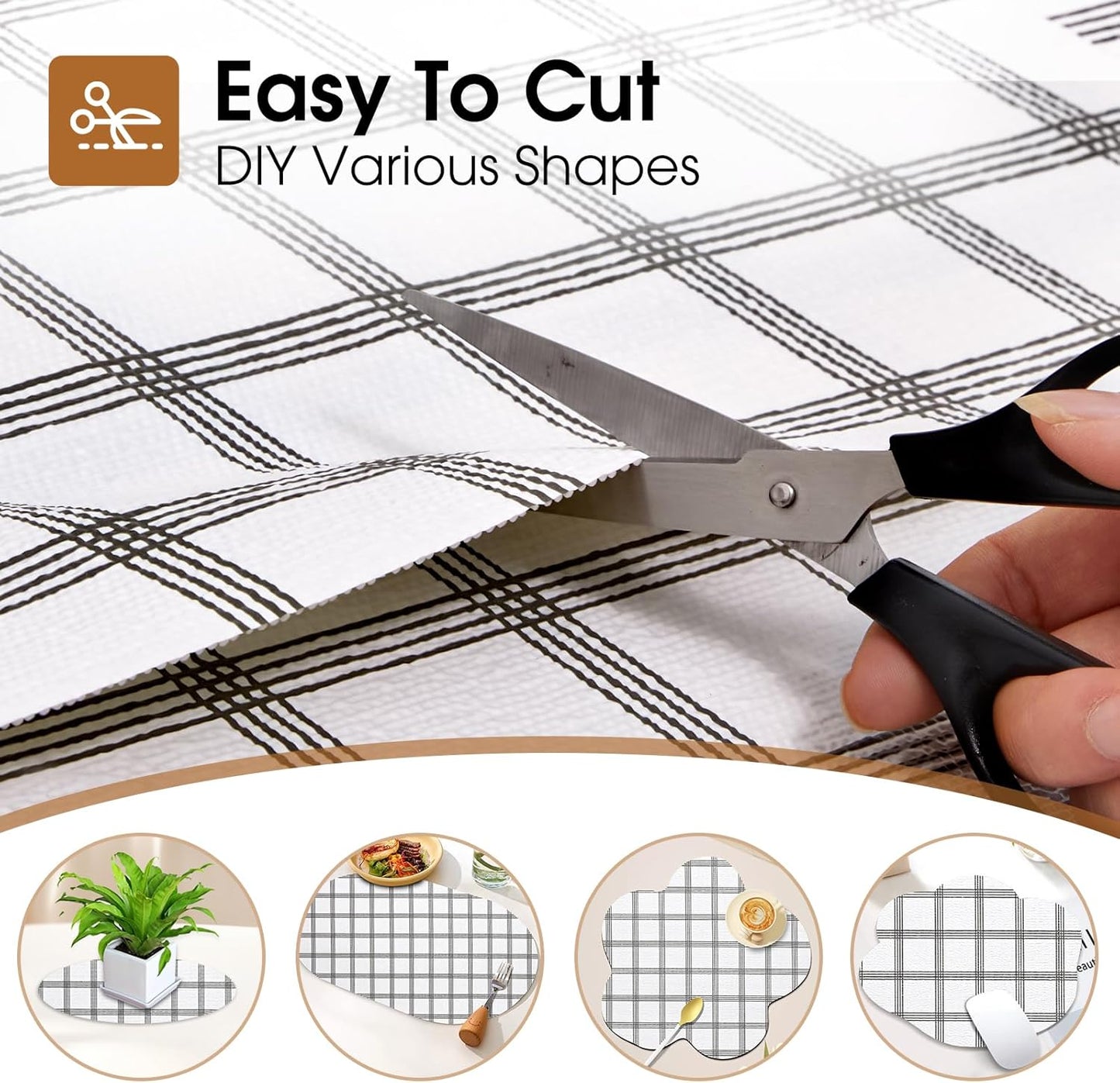 Beautysaid Shelf and Drawer Liner for Kitchen Cabinet, Non Adhesive Non Slip Shelf Paper Waterproof Washable Thickened for Dresser Pantry Shelve Bathroom Protector Liner(Plaid,23.6 in x 30 FT)