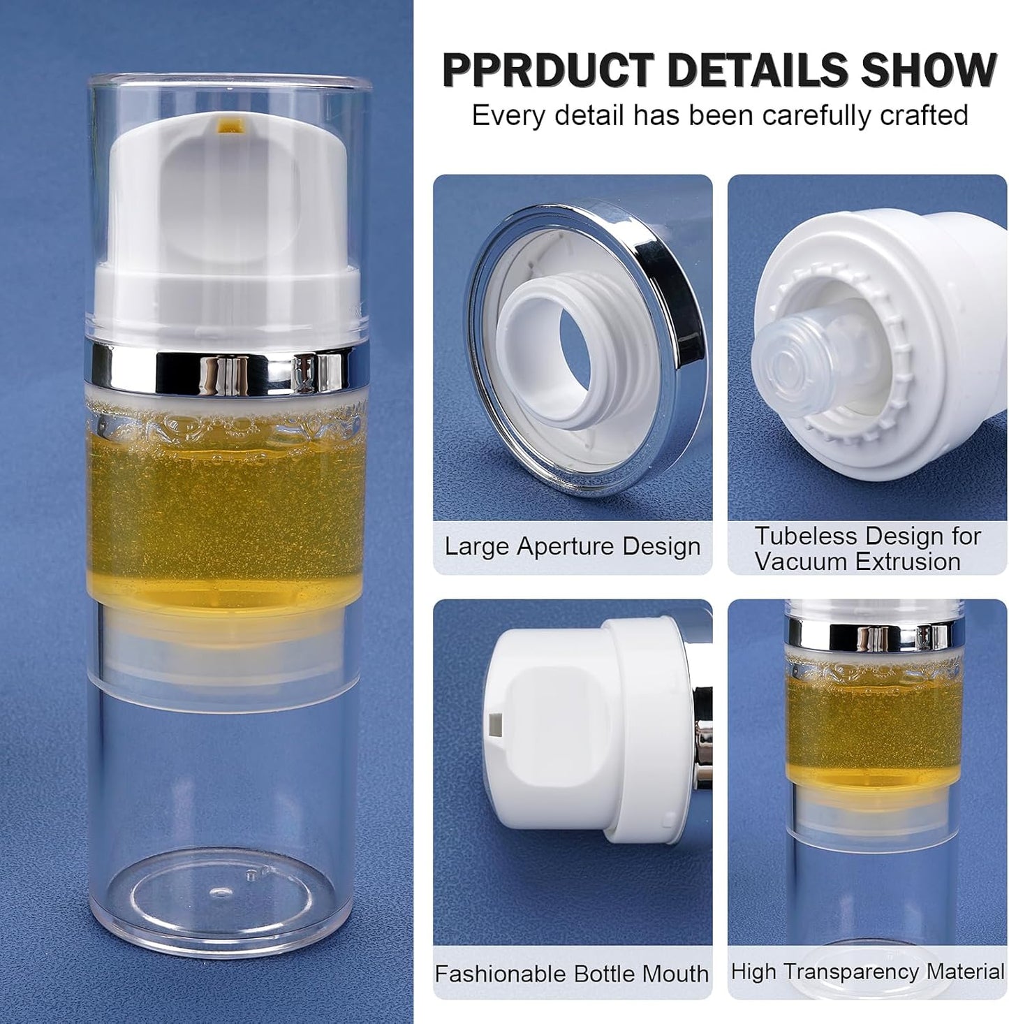 Cosywell Airless Pump Jars 3.7oz/110ml 4 Pack Pump Bottle Dispenser Empty Moisturizer airless Pump Bottles Cosmetic Pump Container Travel Pump Bottles for Toiletries Shampoo Lotion and Cream Clear