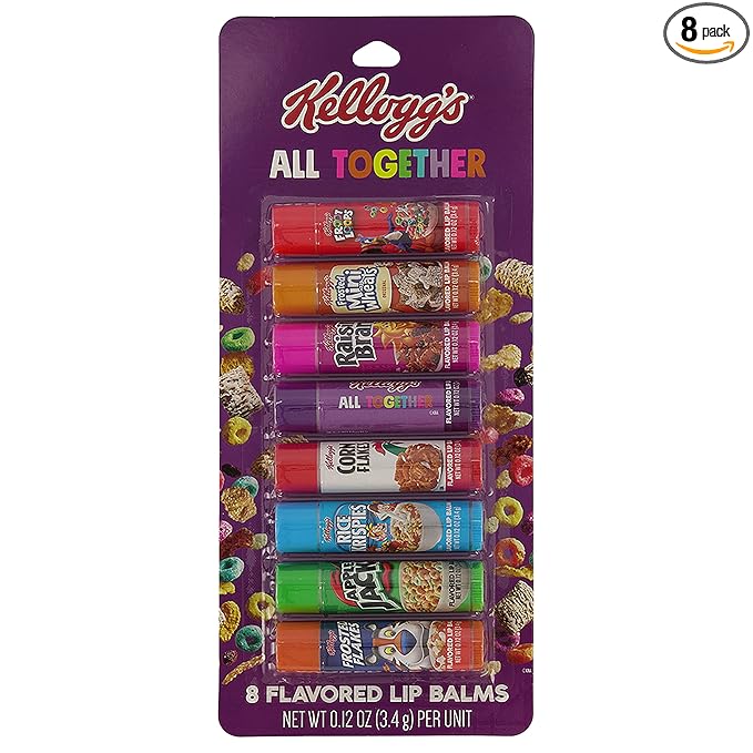 Taste Beauty KELLOGGS Breakfast Pack Lip Balms- 8-Pack of Favorite Cereal Flavors incl Rice Krispies, Frosted Flakes & More