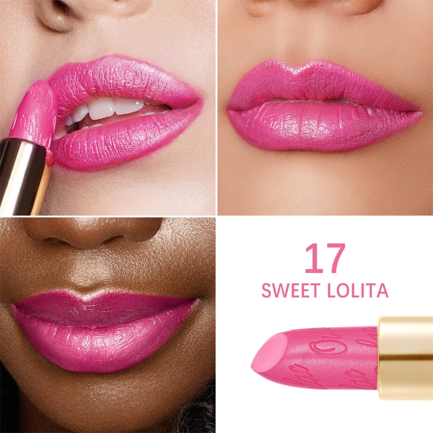 Oulac Metallic Fuchsia & Pink Lipstick Set - 2PCS Vegan Lightweight Hydrating Formula with High Impact Lip Color for Full Coverage Lip Makeup, Christmas Gifts for Women, 15+17