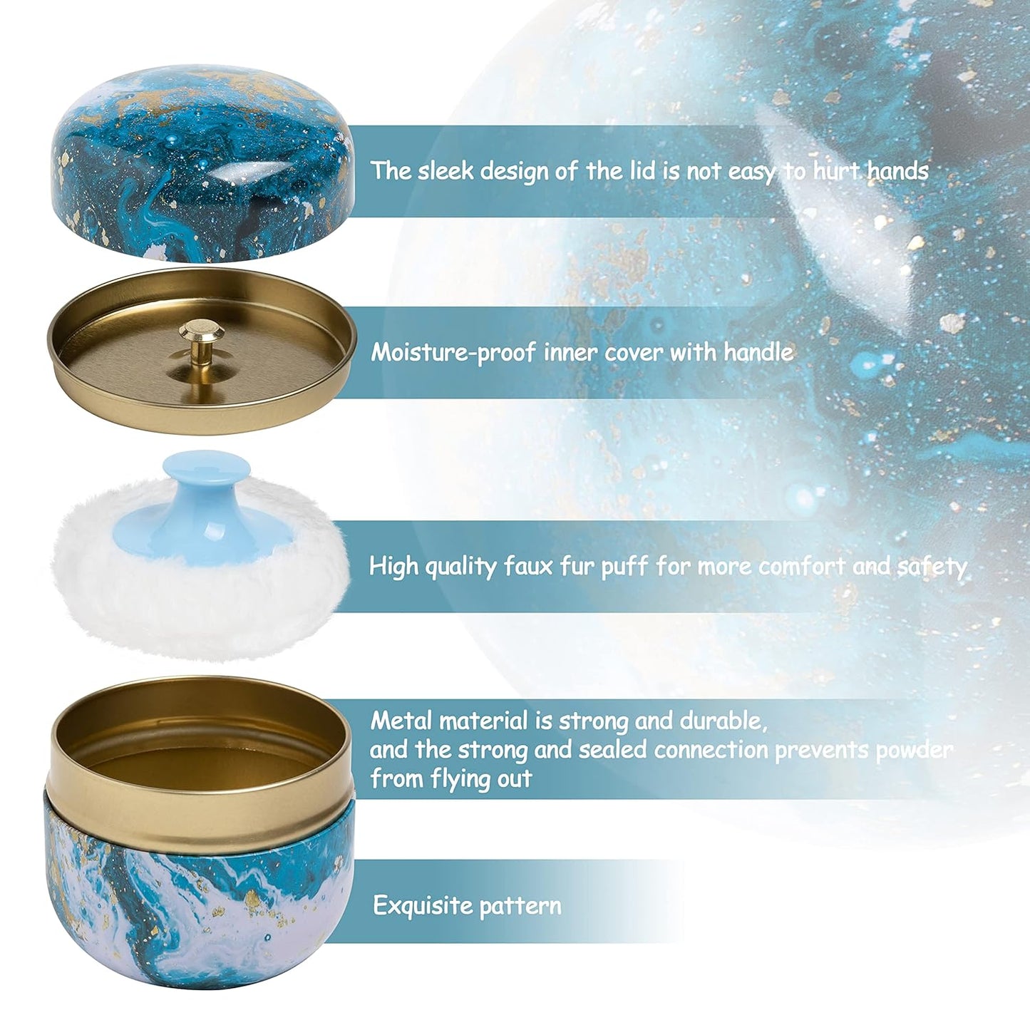 Powder Puff and Powder Container for Body Dusting Powder Case with Puff for Baby and Women,Loose Powder Containers with Puff for Travel (Vast universe1.0)