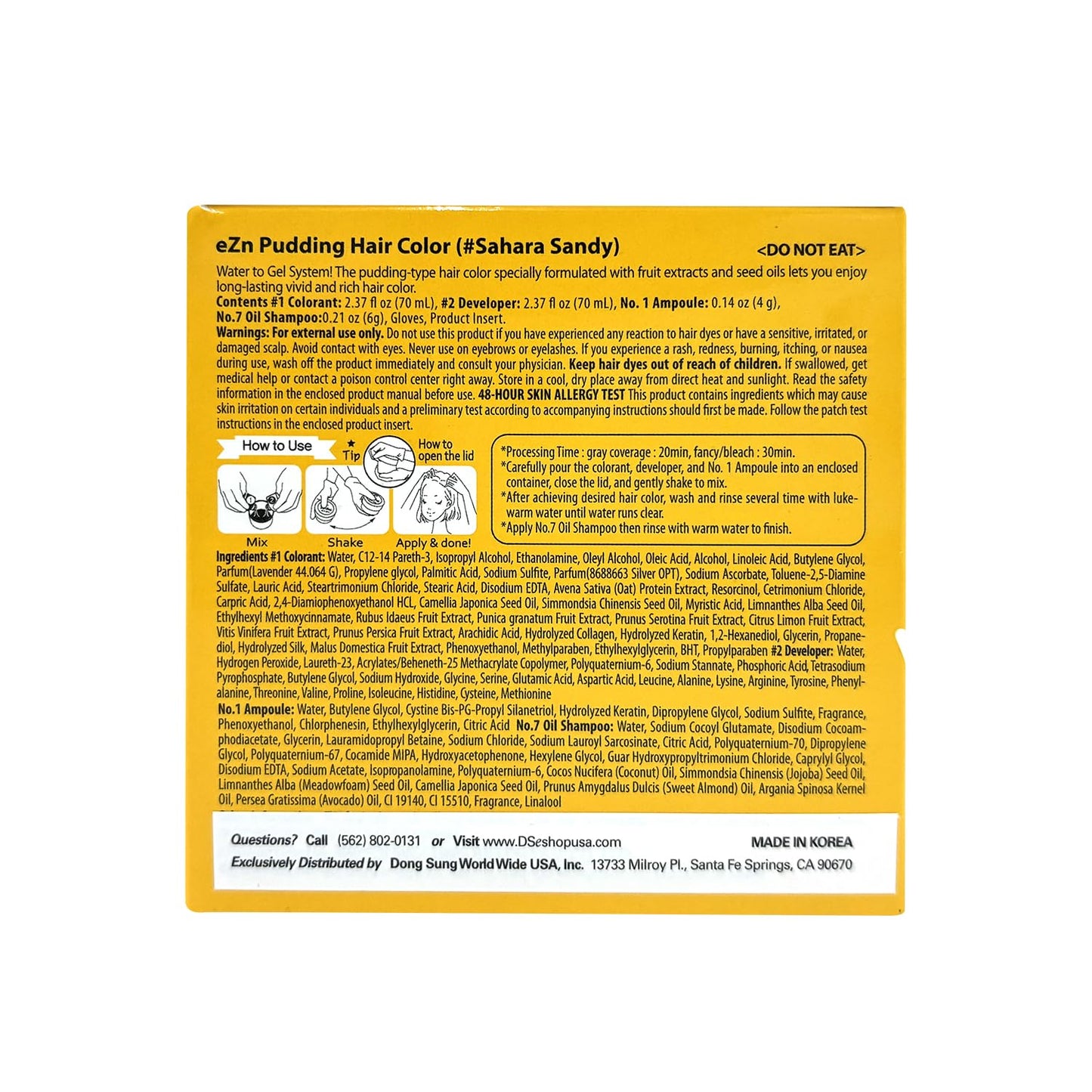 eZn Pudding Hair Dye, Ammonia-Free, Semi-Permanent DIY Korean Hair Dye Color with Keratin, Odorless Gentle for Sensitive Skin No Skin Irritation (Sahara Sandy)