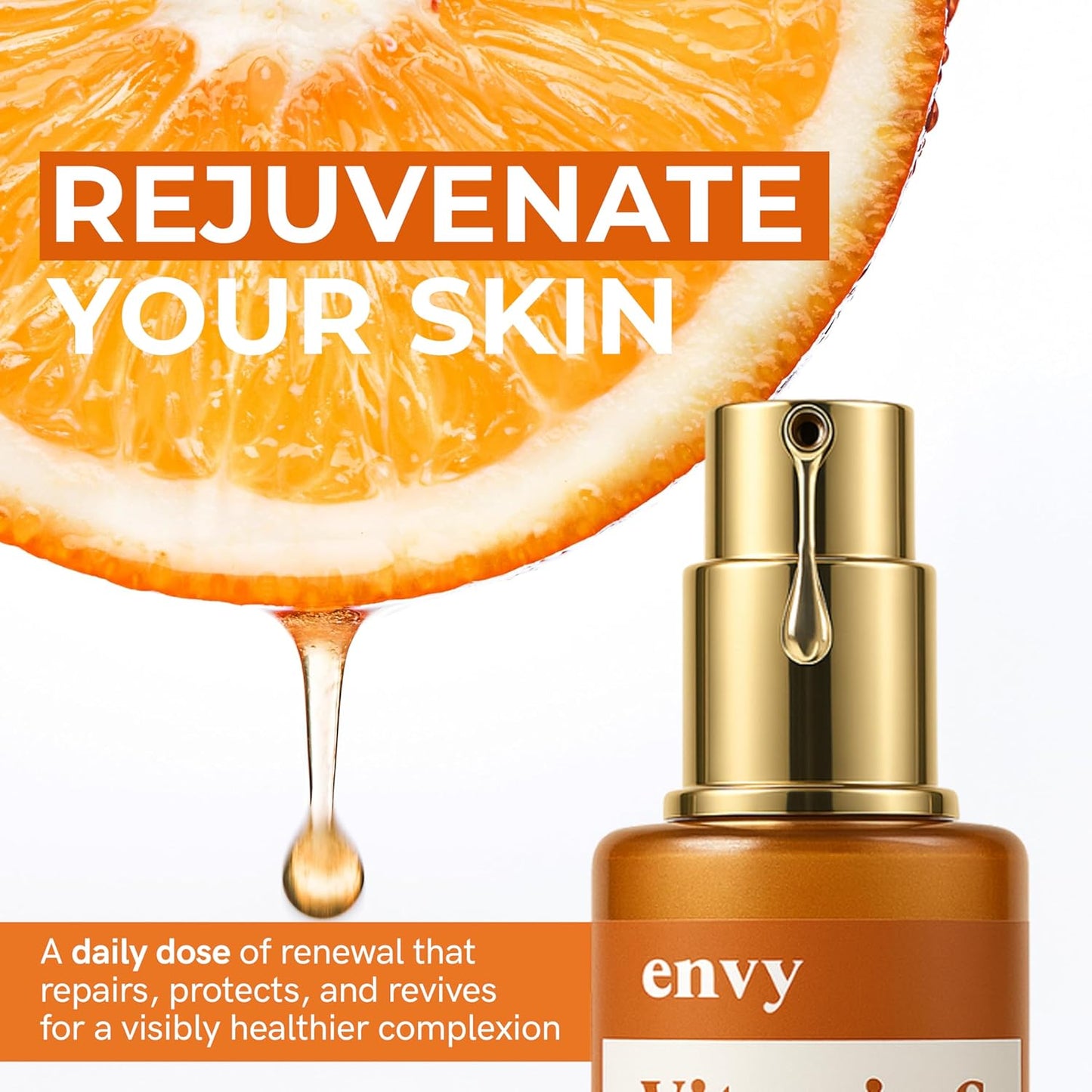 Envy Vitamin C Serum with Vitamin E & Glycerin - Skin, Dark Spot Reduction & Anti-Aging, Dermatologist Tested, Hydrating Glass Skin Serum - Cruelty-Free for All Skin Types - 1.69 Oz