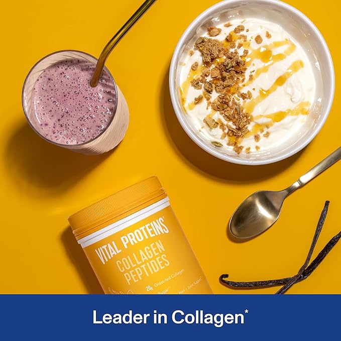 Vital Proteins Grass Fed Collagen Peptides Powder, Helps Support Healthy Hair, Skin, Nails, Bones and Joints - Hydrolyzed Collagen - Vanilla 23.2 oz