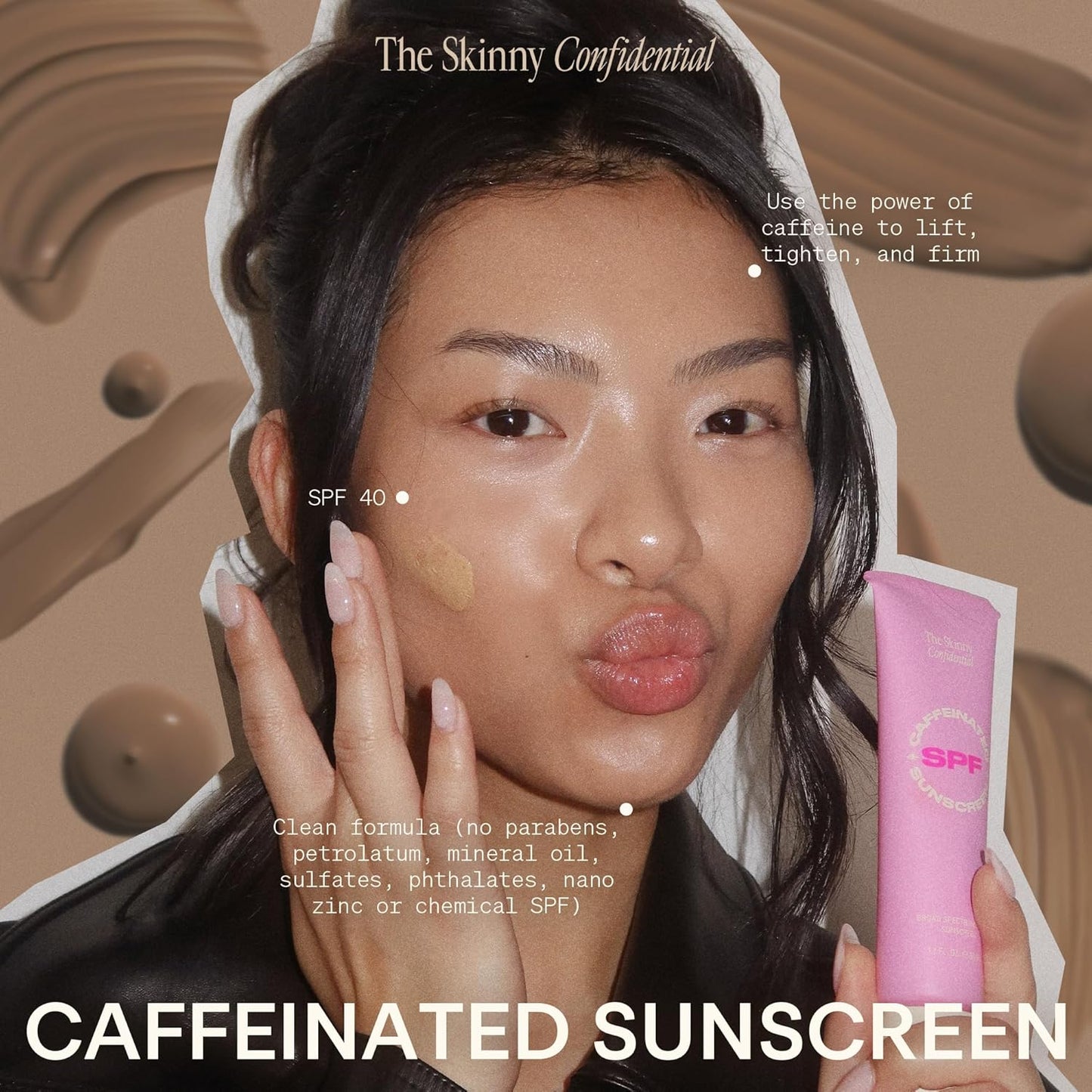 The Skinny Confidential Tinted Sunscreen, SPF 40 - Fragrance Free Face Moisturizer with No White Cast - Non-Greasy & Lightweight Caffeinated Mineral Sunscreen Lotion with Zinc Oxide & Titanium Dioxide