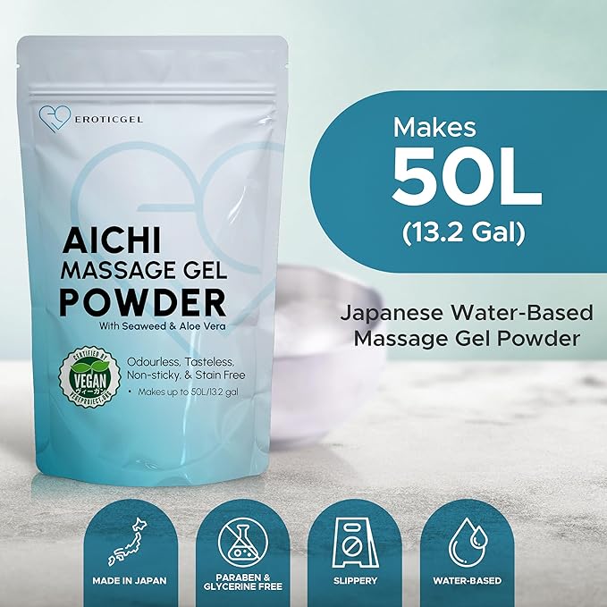 Japanese Nuru Massage Gel Powder 500g | Formulated with Natural Aloe Vera & Seaweed | Made in Japan | Paraben, & Glycerine Free | Fragrance-Free | Makes 13.2 gal/ 50L | Vegan