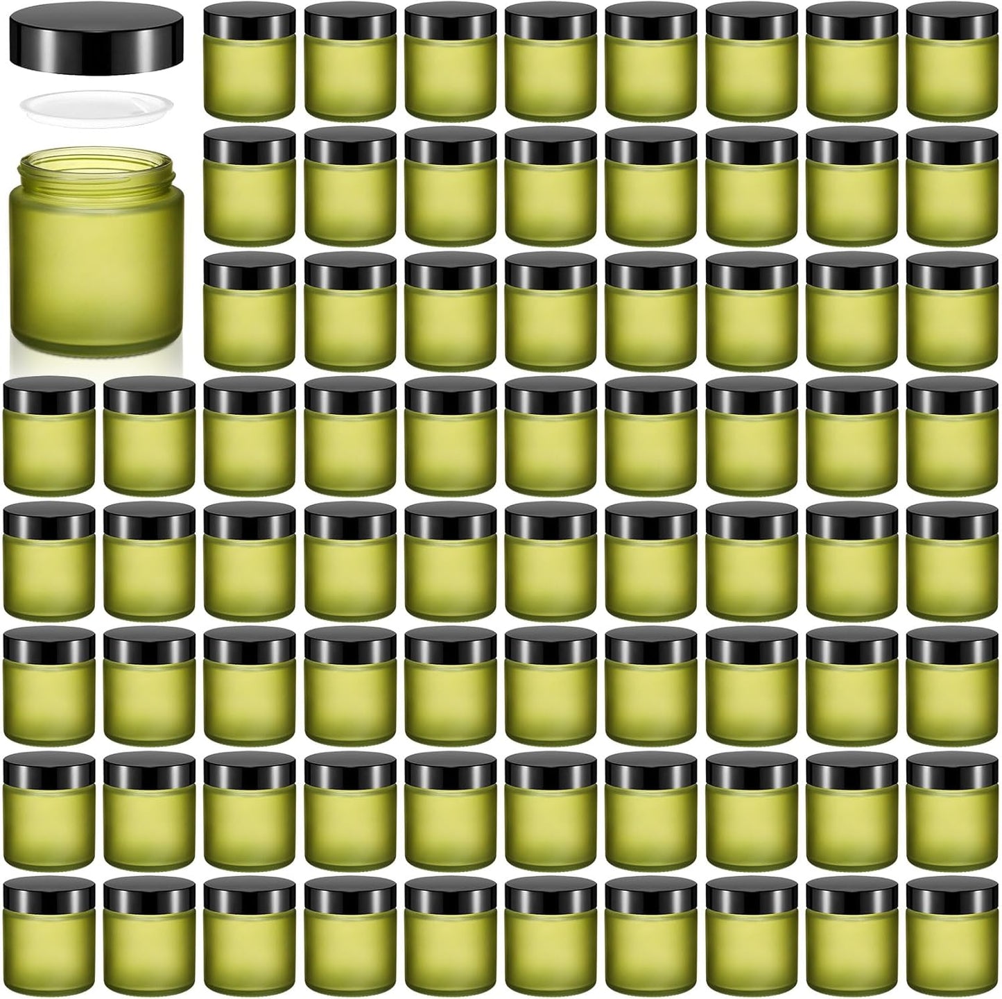 Norme 96 Pcs 4 oz Glass Jars with Lids Leakproof Round Airtight Empty Cosmetic Jars with Inner Liners Lid for Storing Lotions Powder Ointments Candle Making Tins (Pea Green)