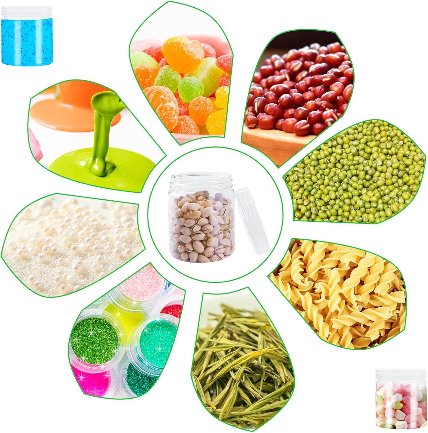 20Pack 4oz Clear Plastic Slime Containers with Lids,Round Refillable Travel Storage Sealed Jars Wide Mouth Container for Candy,Makeup,Cosmetics,Lotions,Eye Shadow,Cream,Butters