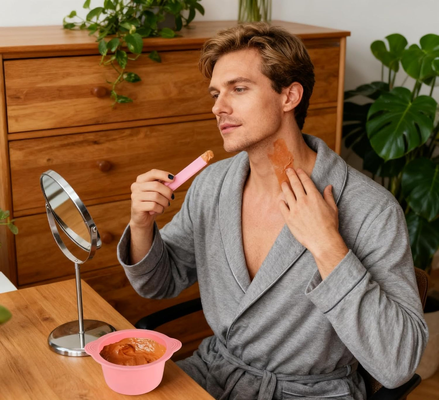 2 Pack Silicone Wax Pot, Wax Warmer Liner with Spatula Sticks, Reusable Waxing Pot Liner for Hair Removal (2)