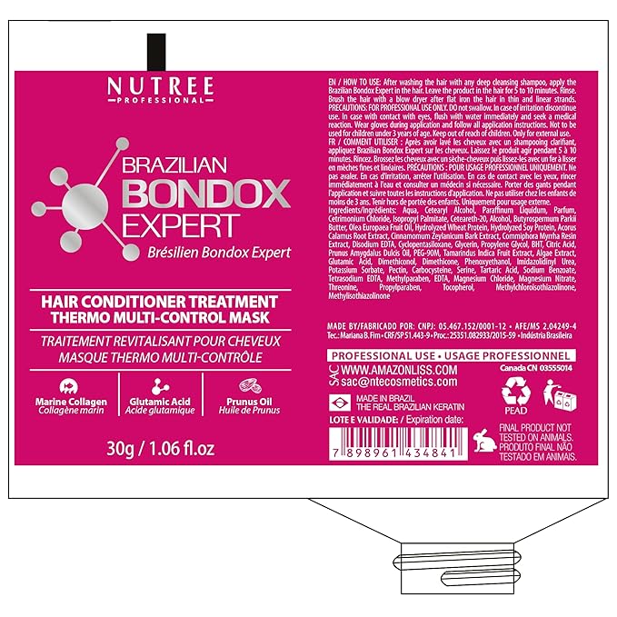 HAIR MASK FOR DAMAGED HAIR BRAZILIAN BONDOX TREATMENT 1.06 oz Thermal Activated Mask for Dry Frizzy Hair | Formaldehyde Free | Results for up to 1-3 months | prunus oil | seaweed collagen
