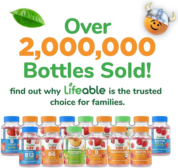 Lifeable Kids Biotin Gummies | 5,000mcg | Great Tasting Natural Flavor Biotin Supplement | Vegan Non GMO Hair Gummies | for Hair Skin and Nails | 90 Gummies