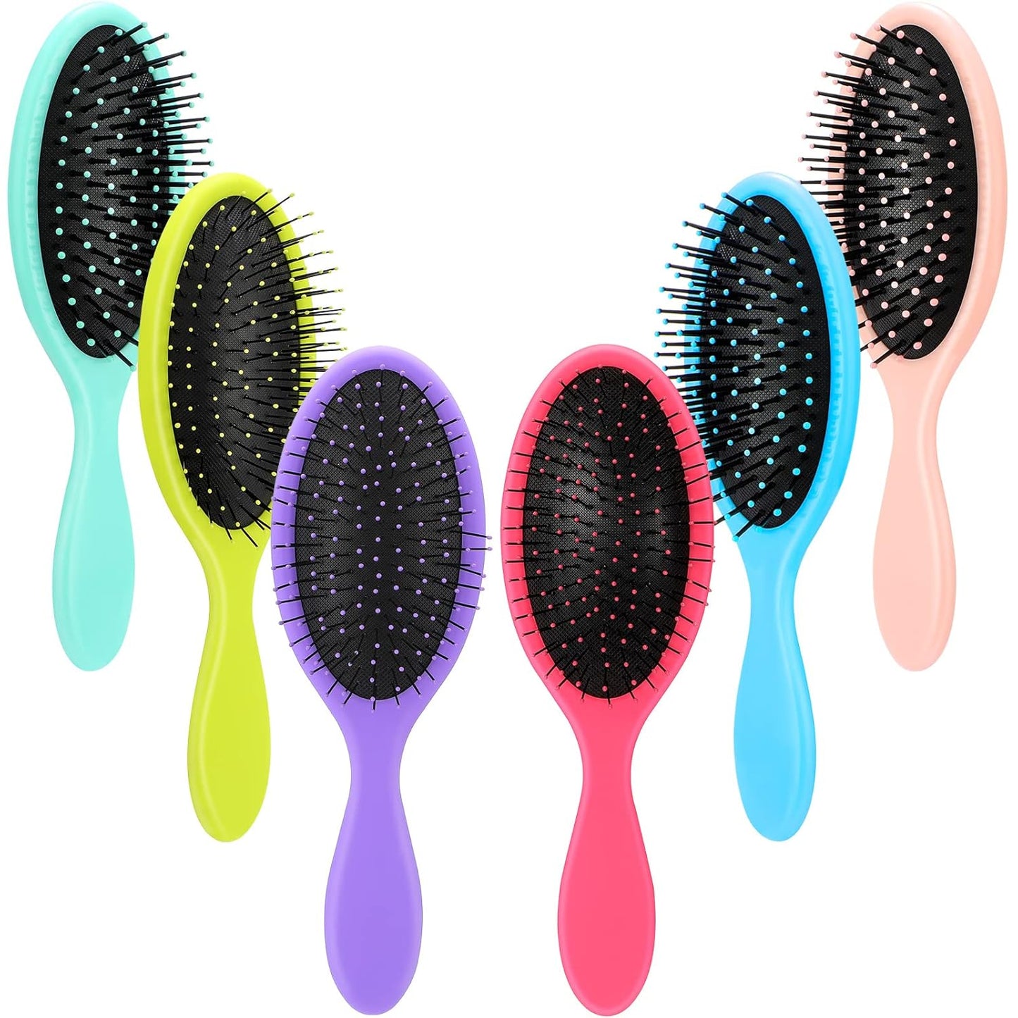 Nuenen 6 Pcs Wet Detangler Hair Brush Travel Dry Hair Brushes Detangling Hairbrush with Soft Bristles for Women Men Girls Boys(Bright Colors)