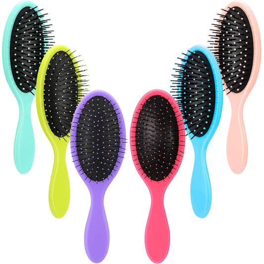 Nuenen 6 Pcs Wet Detangler Hair Brush Travel Dry Hair Brushes Detangling Hairbrush with Soft Bristles for Women Men Girls Boys(Bright Colors)