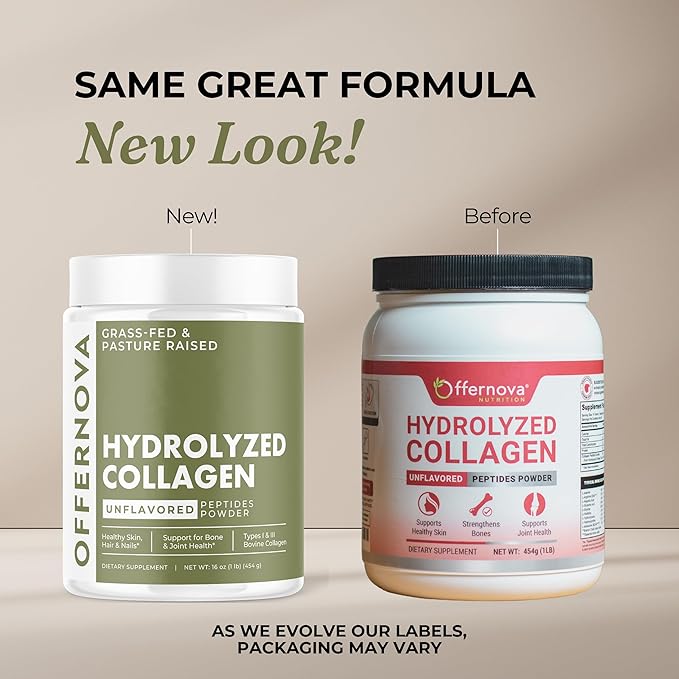 Hydrolyzed Collagen Peptides Powder - 100% Pure, Grass Fed & Unflavored for Women & Men – for Healthy Bones, Joints, Hair & Skin – Colageno Hidrolizado en Polvo Piel, Cabello y Articulaciones