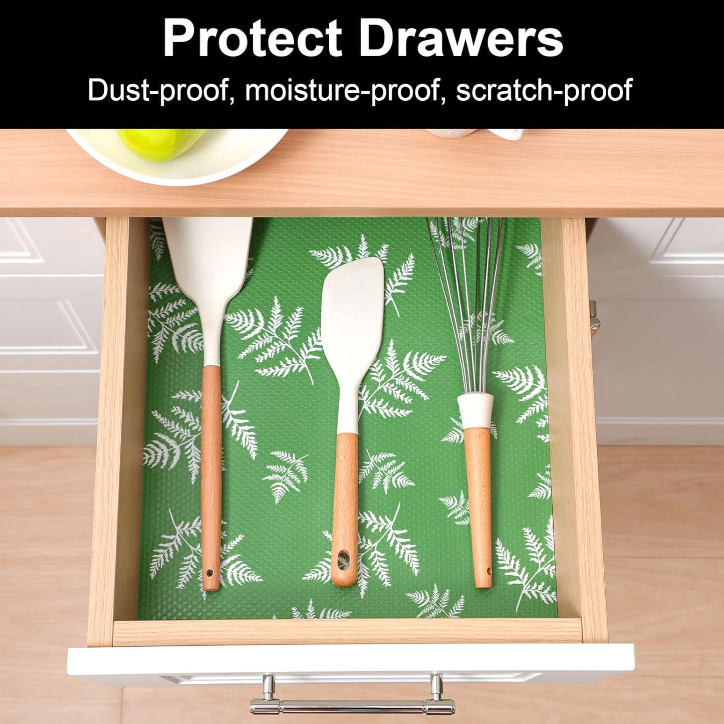 Cooyes Shelf Liner Drawer Liners, Shelf Liners for Kitchen Cabinets, Non Adhesive Cabinet Liner, EVA Waterproof Non-Slip Refrigerator Liners for Kitchen, Drawer