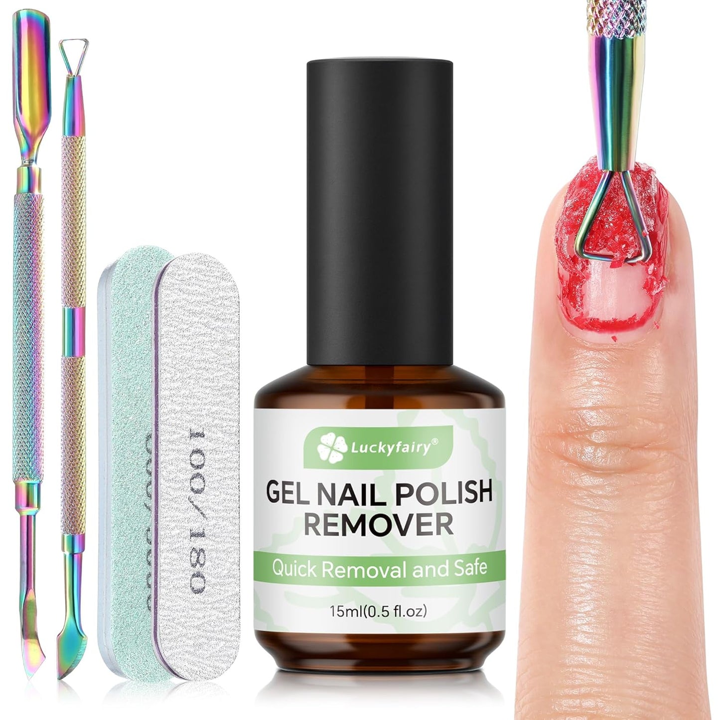 Gel Nail Polish Remover: 5Pcs Gel Polish Remover Kit for Nails, Acetone-free Easy Quick Nail Polish Remove in 2-5 Minutes, No Need to Soak or Wrap, Professional Nail Remover Kit Tools